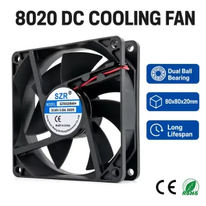 Customizable 80x80x20mm 5 12 24 48V Brushless DC Axial Flow Fans SZR8020 Screw Mounting Ventilation DC Air Cooling Fans OEM ODM