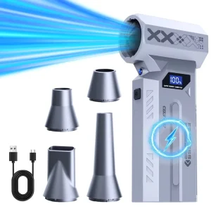 Customizable PVC Mini Fan 120000RPM with Digital Display Rechargeable USB-C Multi-Scene Air Blower Low MOQ