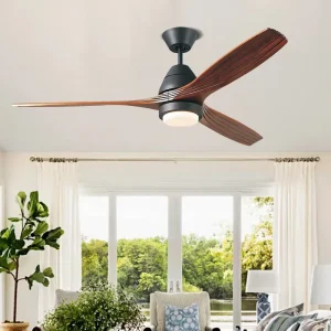Customizable Remote 52 Inch 3 Blades Fan Ceiling Wooden Ceiling Fan Light for Living Room Bedroom Dinner Room