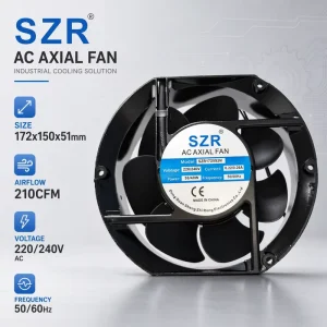 Customizable SZR1725 110 220 380V Industrial AC Axial Flow Fan 172x150x51mm Sleeve Bearing Aluminum Alloy AC Cooling Fan OEM ODM