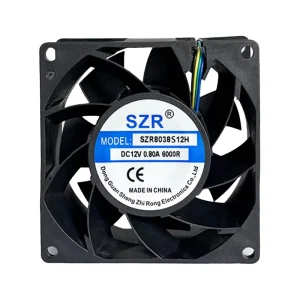 Customizable SZR8038 Brushless DC Air Cooling Fans 80x80x38mm Screw Mounting Sleeve Bearing Plastic DC Axial Flow Fans OEM ODM