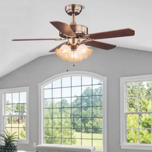 Customizable Strong Motor 5 Blades Gold Low Profile Luxury Ceiling Fan With Light and Remote Control