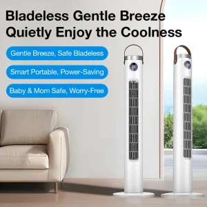 Customization Portable Household 12 Wind Speed Tower Pedestal Fans 42 Inch Bladeless Air Cooling Tower Fan With LCD Display