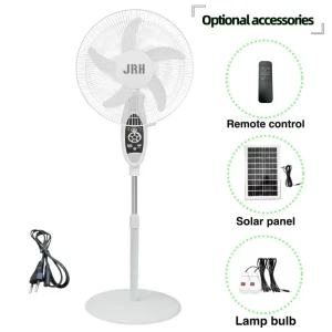 Customize Color Floor Fan 16 18 Inch Rechargeable Solar Panel Battery 12V 5AH 30W Outdoor Farm Camping Emergency Home Solar Fan