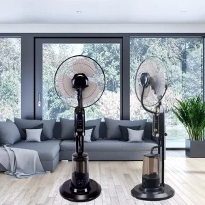 Customize Remote Control air Cooler Charged Fan Digital Portable Rechargeable Standing Electronic Mist Fan with Water tank
