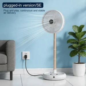 Customized 13 Inch Fold Telescopic Fan with Rechargeable Battery & DC Motor Plastic Manual Portable for Indoor Outdoor Car Use