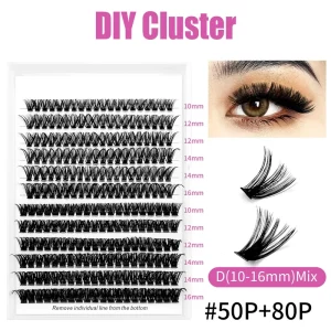 Customized 50p+80p Lash Cluster Individual Extensions Makeup False Eyelashes for Fans High Precision