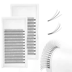 Customized Handmade 0.07 0.15mm 3D Hybrid Flat Short Stem Premade Fan Lashes Fan Eyelashes Premade Volume Fans