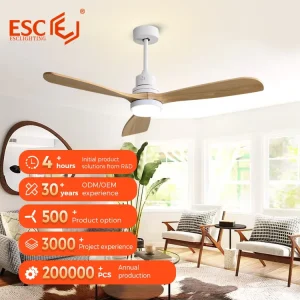 Customized Led Ceiling Fan Light Modern Living Room 52 Inch White Ceiling Fan with Remote Control and Light
