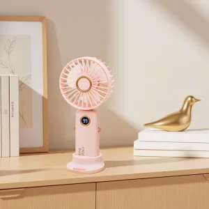 Customized Logo LED Display Bladeless Wearable Portable Handheld USB Rechargeable Foldable Battery Operated Household RV Use Fan