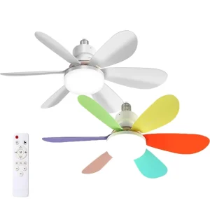 D52cm Ceiling Light with Fan E26 E27 48 LED Bulb Remote Control Ceiling Fan with Lights Modern