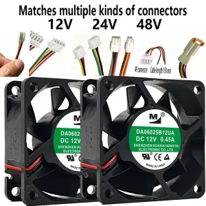 DA06025B12UA 6025 12V 0.45A 6CM Ball Bearing 3000RPM Electric Inverter Heat Dissipation Plastic Axial Flow Fan