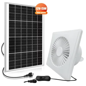 DC 12V 8 Inch High-Speed Brushless DC Fan Plastic Ventilation Kit for Warehouses, Breeding Farms, and Pet Houses