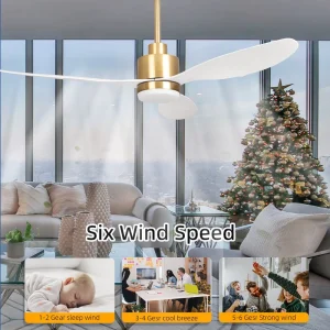 DC 6 Speeds Remote Control Saving Energy 3 ABS Blades Ceiling Fan