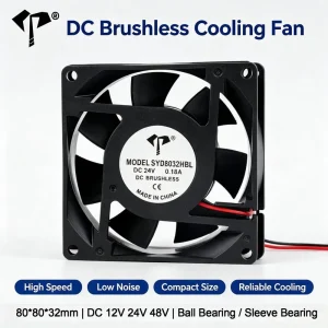 DC 8032 Cooler Fan 80x80x32mm DC 12V 24V 48V 8cm Mini Brushless Industrial Axial Flow BLDC Fan for Laboratory Equipment Cabinet