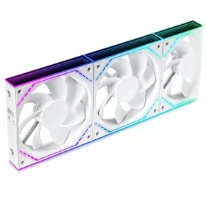 DC Cooling Fan X3 120mm 4-Pin PWM ARGB 3-Pack 1500RPM Daisy-Chain Infinity Mirror White for CPU Computer Case Fans