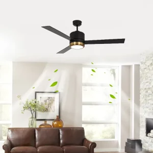 DC Motor Bedroom Quiet 6-Speed Remote 52 Inch Modern Ceiling Fan with LED Light