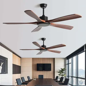 DC Motor Ceiling Fan 5 Solid Wood Blades Remote Control Air Cooling Fan Class A+++ Energy Efficiency Quiet Design Commercial Use