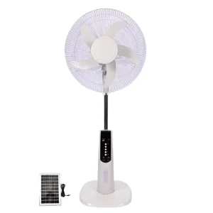 DC Rechargeable Solar Panel Fan 16 Inch Floor Fan Brushless Motor 5V DC Fan Charging With Power Bank