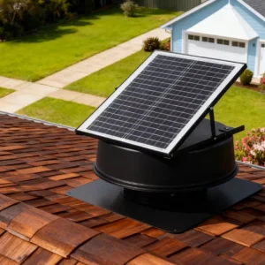 DC15V Solar Electric Powered Roof Axial Fan Aluminum Alloy Blades Ball Bearing 12 Inch Blade Diameter HVAC Exhaust Vent Model