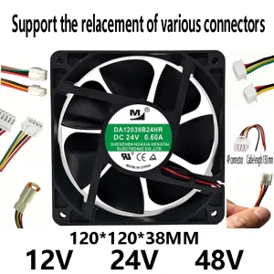 DC24V 0.6A DA12038B24HR 2-Channel Axial-Flow Cooling Fan, 120x120x38mm, for Inverters and Uninterruptible Power Supplies