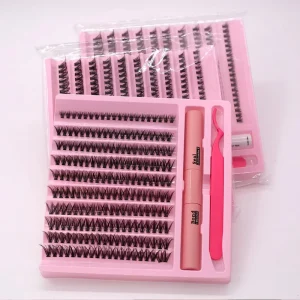 DIY Cluster Eyelash Extensions Kit with Bond and Seal Lash Clusters for Enhanced Eyelash Makeup