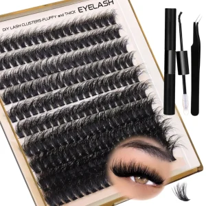 DIY Cluster Eyelashes Kit 100D 200D Private Label Fan Lashes Logo Customizable Segment Lashes Cluster for Eye Makeup
