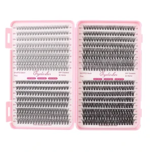 DIY JMS027 Cross Border 640 Segmented 12 Rows D Curved Semi Hand Made Single Cluster Synthetic Eyelashes Fans
