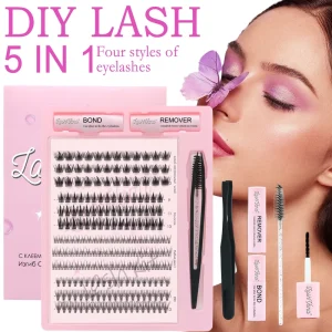 DIY Lash Clusters Volume Wispy Lashes 48 Clusters Tray Reusable Faux Mink Eyelash Extensions for Everyday Wear