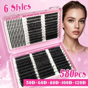 DIY Lash Extension Kit with Individual Clusters Lashes Synthetic Hair Semi Hand Made Professional Use Box
