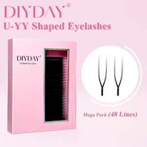 DIYDAY Dense U YY Wispy for Natural Long Lashes 48 Rows C D Curl 0.07mm Thickness Soft PBT Handmade Premade Fans