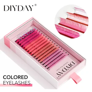 DIYDAY Gradient Colorful Cluster Soft Easy Fan Volume Lashes Machine Made Eco friendly Natural Long C D Curl for