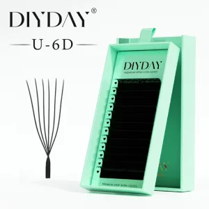 DIYDAY U Shape 6D Premade Easy Fan Lash Extensions Machine Made Winged for Eco friendly