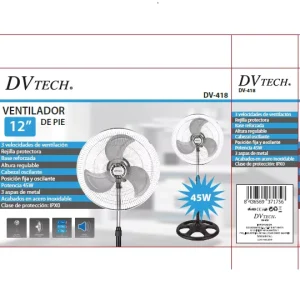 DV 418 New DVTECH STAND FAN 12 Inches Small AC FAN