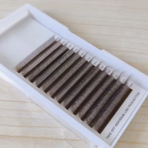 Dark Brown 5D W-Shaped Premade Fan Eyelashes Easy Apply Thick Crisscross Faux Mink Extensions