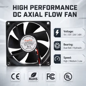 Dc Ac 12v 24v 110v 220v 380v Ball Bearing Axial Cooling Fan 40 80 120 Mm Brushless Silent High Speed for Industrial Equipment