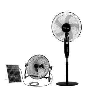 Dc Ac Solar Rechargeable Fan Solar Fan with Panel and Battery 15w 20w 25w Solar Standing Fans Solar Fan