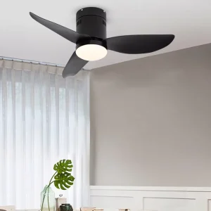 Decor Home Energy Efficient Dimmable Remote Control 42 Inch Black Smart Ceiling Fan With Led Light