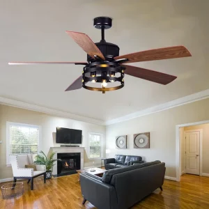 Decoration Remote Control 5 Plywood Blades Chandelier Fans Dining Ceiling Led Fan Light With Fan