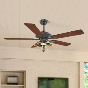 Decorative Ceiling Fan 52 Inch 5 Plywood Blade Reversible Dc Motor Ceiling Fan with Light and Remote Control