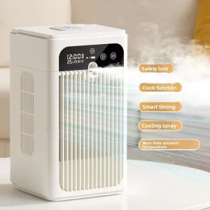 Desktop Air Conditioner Fan USB Battery Powered Touch Sensitive Control Smart Timer Quiet Mini Compact Evaporative Cooler for