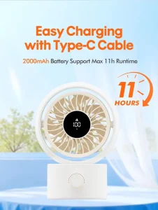 Desktop Fan Remote Control 2000mah Large Capacity Battery Digital Display Power Rechargeable USB Mini Table Home Air Cooler