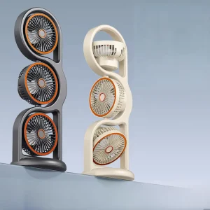 Desktop Fan with 3 Adjustable Fan Heads Multi direction Wind USB Rechargeable Portable Cooling Fan for Home Office and Camping