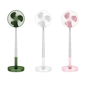 Desktop Folding Fan Mute Table Fan Fold able and Telescopic USB Rechargeable Fan 3 Speed Modes with 2 Pieces 1200mAh Battery