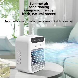 Desktop Mini Air-Conditioning Cooling Fan, USB Rechargeable, Portable, Induction Control, 36dBA, for Camping