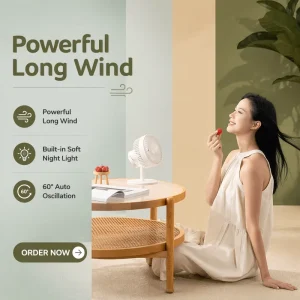 Desktop Powerful Lamp Rechargeable Mini USB Fans LED Light Battery Small Circulating Oscillating Table Mini Rechargeable Fan