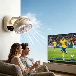 Desktop Swing Brushless Motor Touch Light Digital Display Timing Wall Mount Table Oscillating Air Circulation Fan