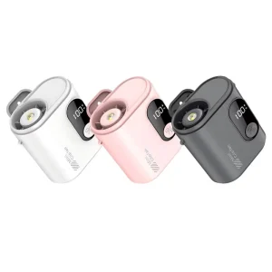 Detachable Clip Handheld Fan with 100 Speed Wind Flashlight Digital Display Battery Powered Plastic for Outdoor & Car Use