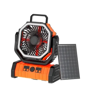 Digital 20000mAh Outdoor Solar Portable Camping Air Cooling Fan with Remote Control LED Light Plastic F6