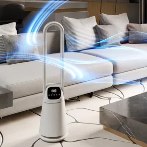 Digital Display 30/60/90/120 Degree 12/20/32/38/42 Inch 24V 20 Speeds Tall Bladeless Fan Tower App Controlled